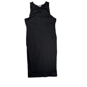 Good American Microrib Midi Dress Size 4XL (7) Black Stretch Casual Fitted